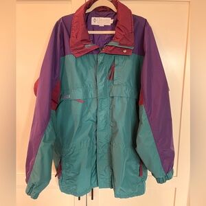 Vintage Columbia 90s Colorblock Ski Jacket Purple Green XLT